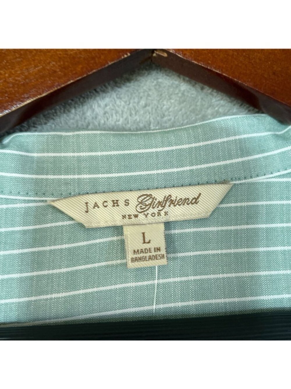 NWT Jachs Girlfriend Women's L Green Striped Sleeveless Button Front C1017 - Picture 8 of 12